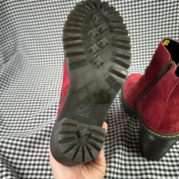 Dr Martens Magdalena Suede Leather Burgundy Red Heeled Boots Women’s 9 - Picture 5 of 7